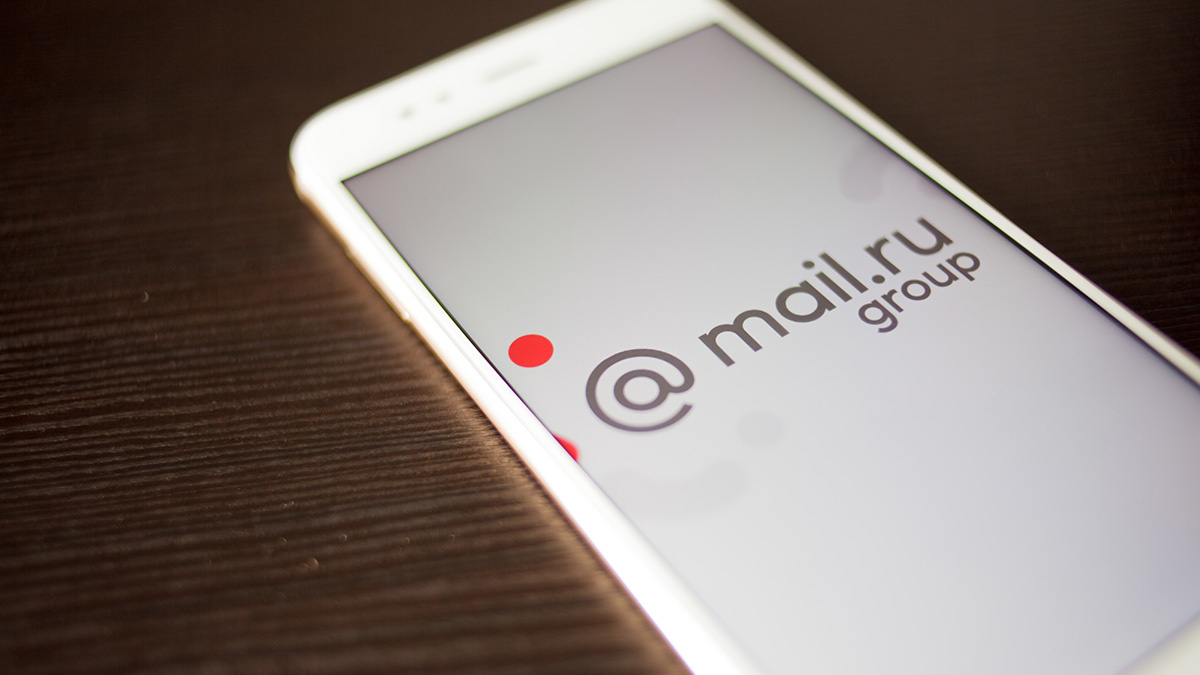 Mail.ru Group logo on smartphone screen