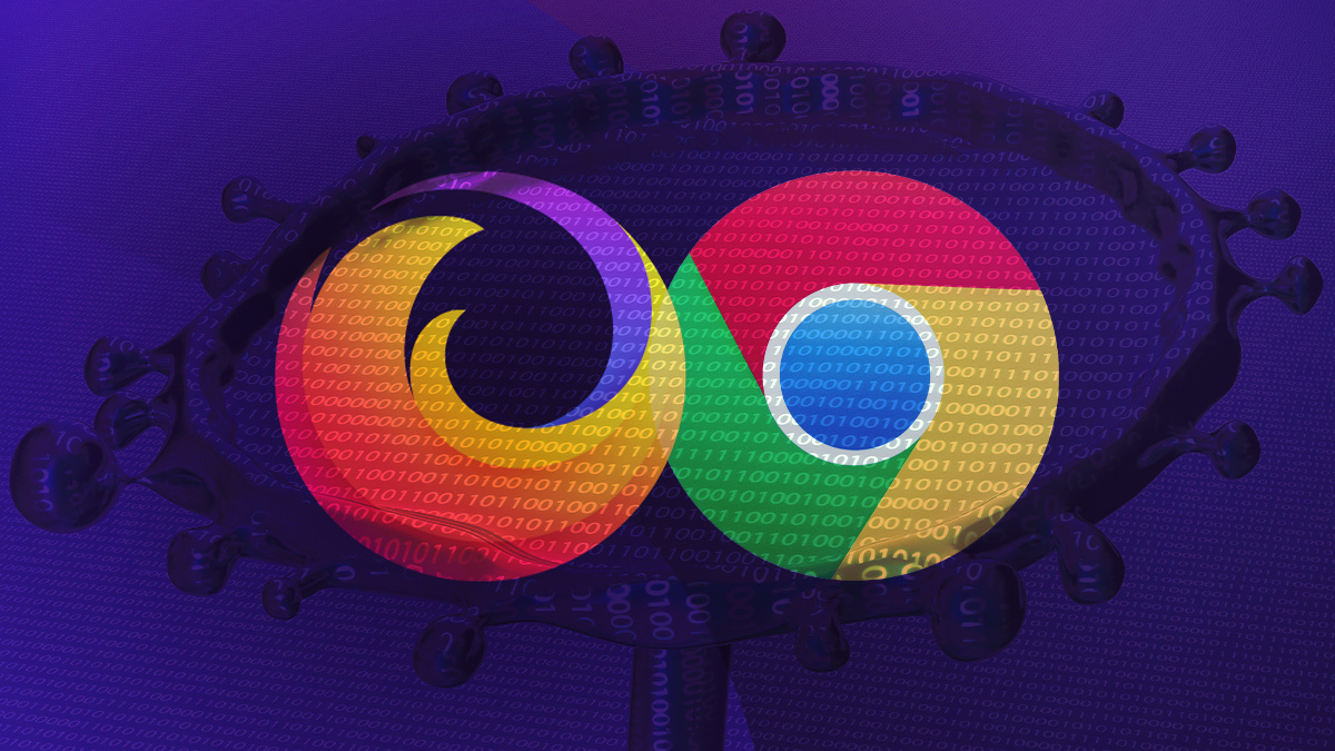 Google and Firefox logos on purple background